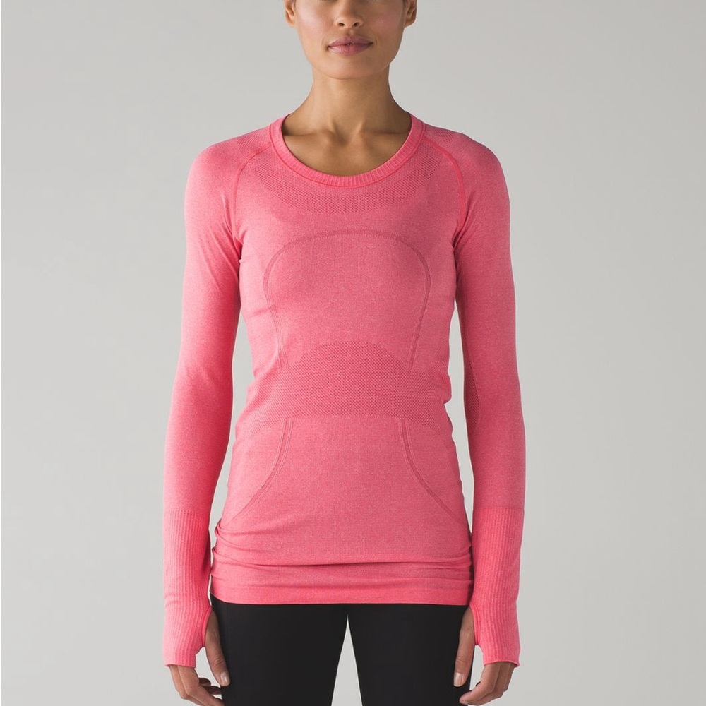 Lululemon Swiftly Tech Long Sleeve Crew - Heathered Lush Coral (Size 6)